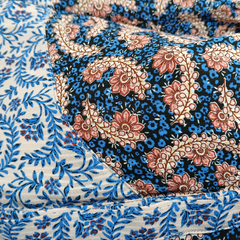 Only Blue & Pink Floral Patterned Long Sleeve Shirt Dress Women's Size 36 - Picture 6 of 7